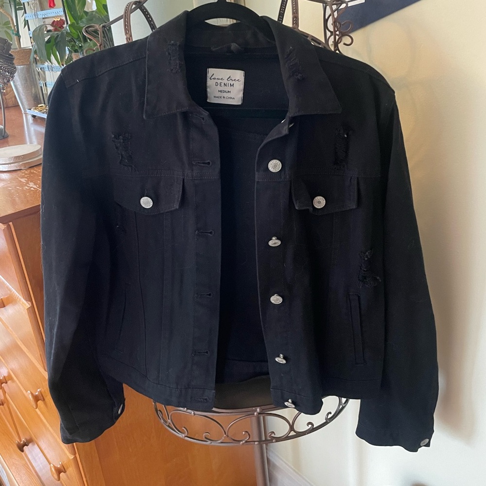 black denim cropped jacket
